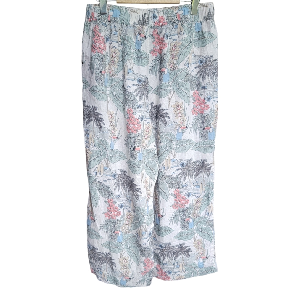 C&C California Linen Wide Leg Beachy Pants Pull On Relaxed Tropical Surf… - Picture 3 of 15